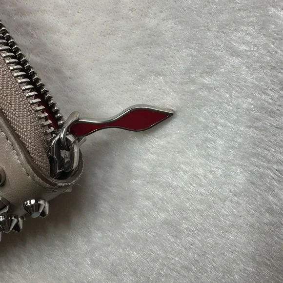 Christian Louboutin Beige Panettone Wallet with Silver Spikes - Picture 8 of 14